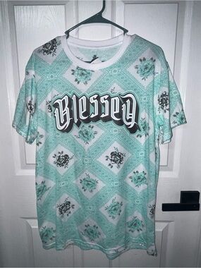 NWT Launder men short sleeves T-shirt large blue floral